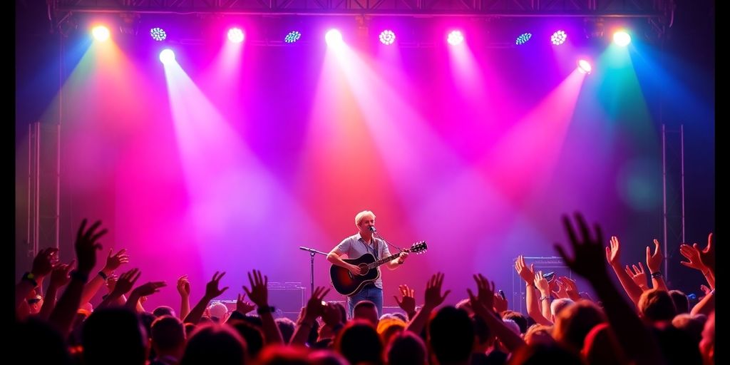A country musician performs on stage at a concert.