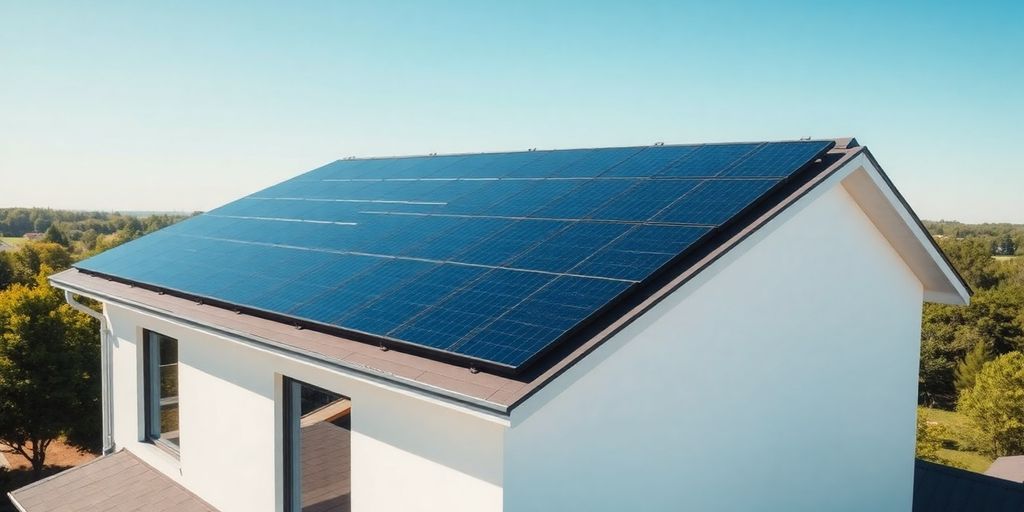 Solar panels on a house roof