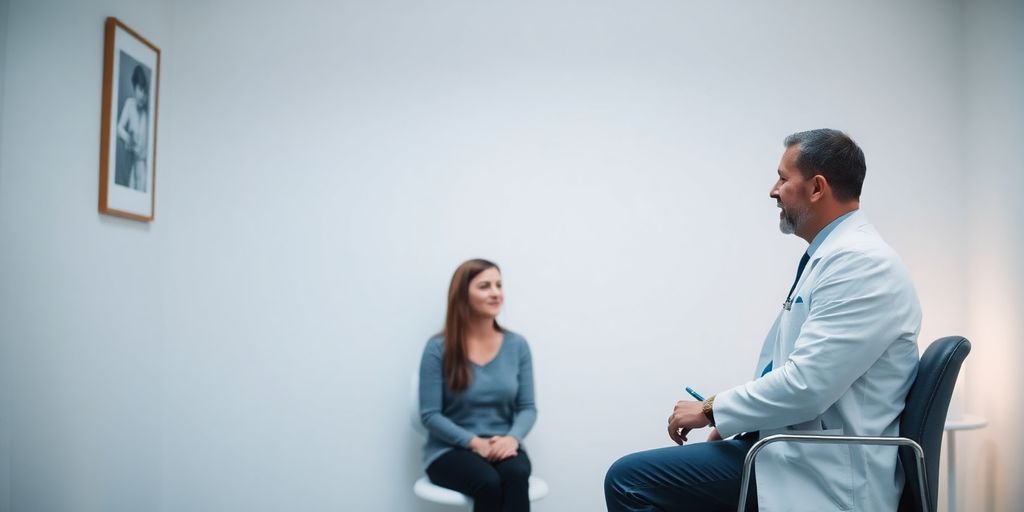 Person discussing health with a doctor.