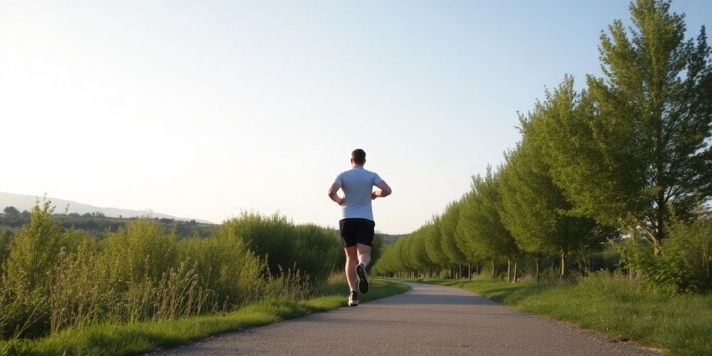 Person jogging comfortably in a park setting.