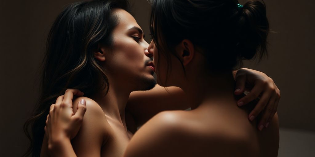 Couple performing the hound sex position.