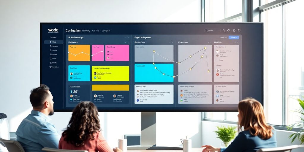 Project management dashboard with organized tasks and team collaboration.