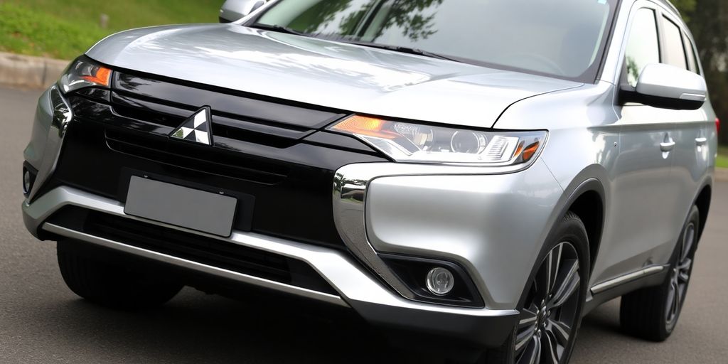 Silver Mitsubishi Outlander SUV parked outdoors.