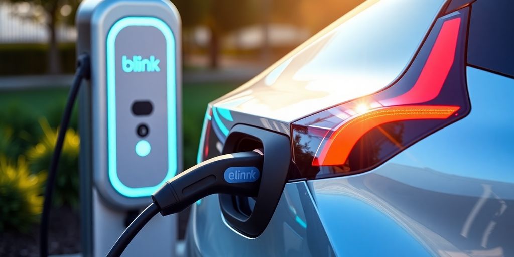 Electric car charging at a Blink station.