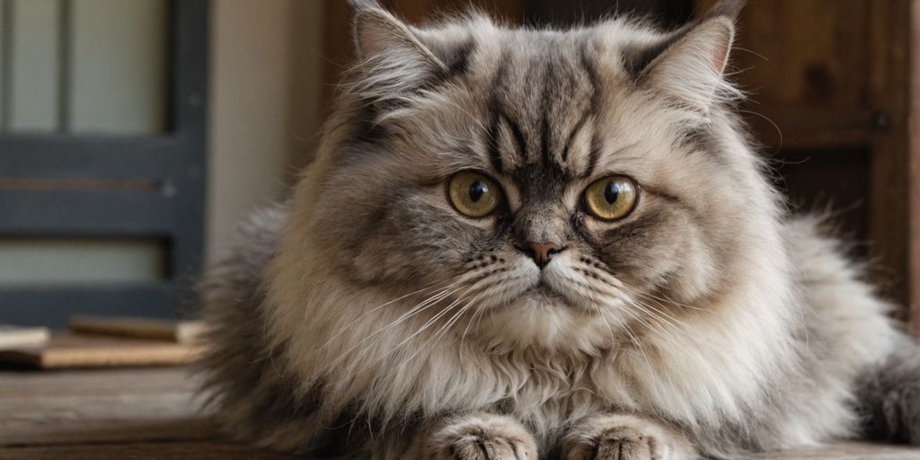 Persian cat with fluffy fur and round eyes