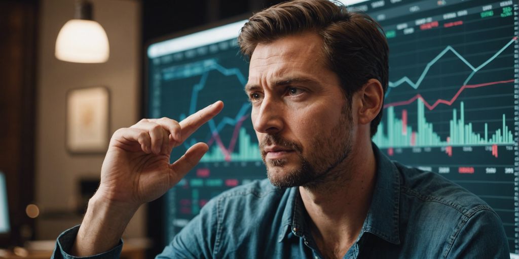 Confused person with SEO charts, scratching head.