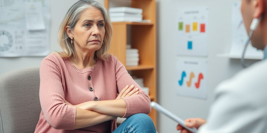 Woman discussing hormone therapy with doctor