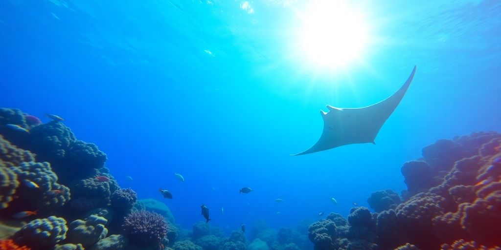 Vibrant coral reef teeming with diverse marine life.