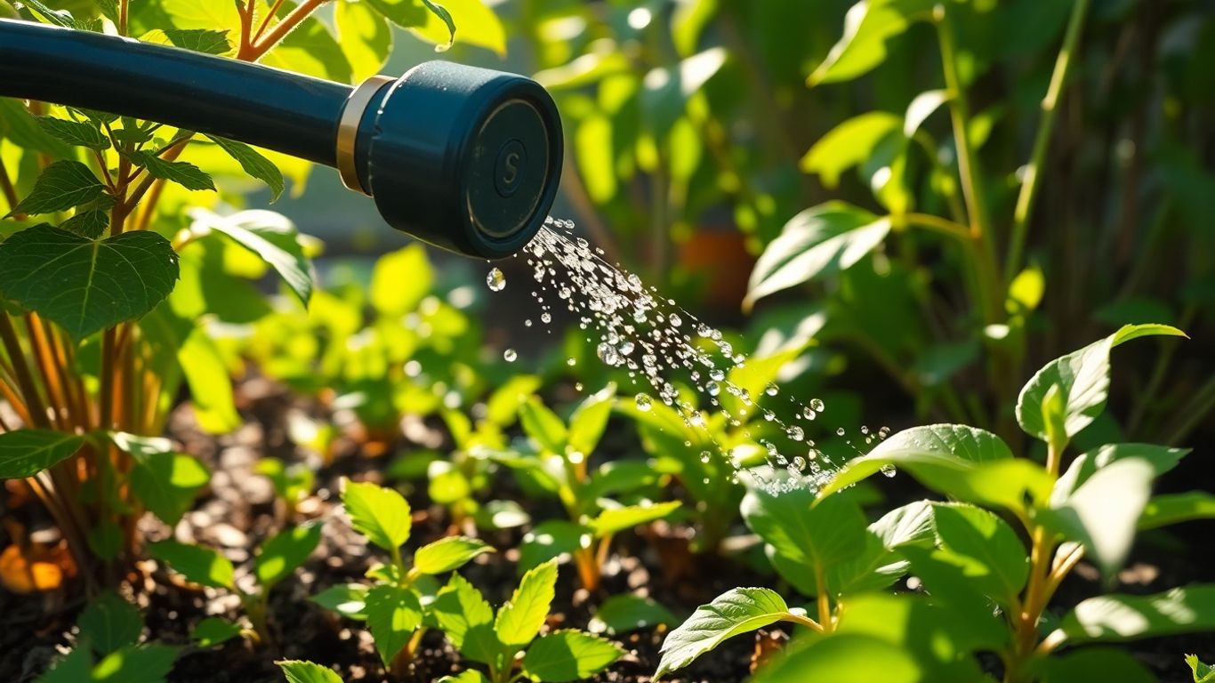 Gartenbewässerung im Spätsommer mit Gartenschlauch
