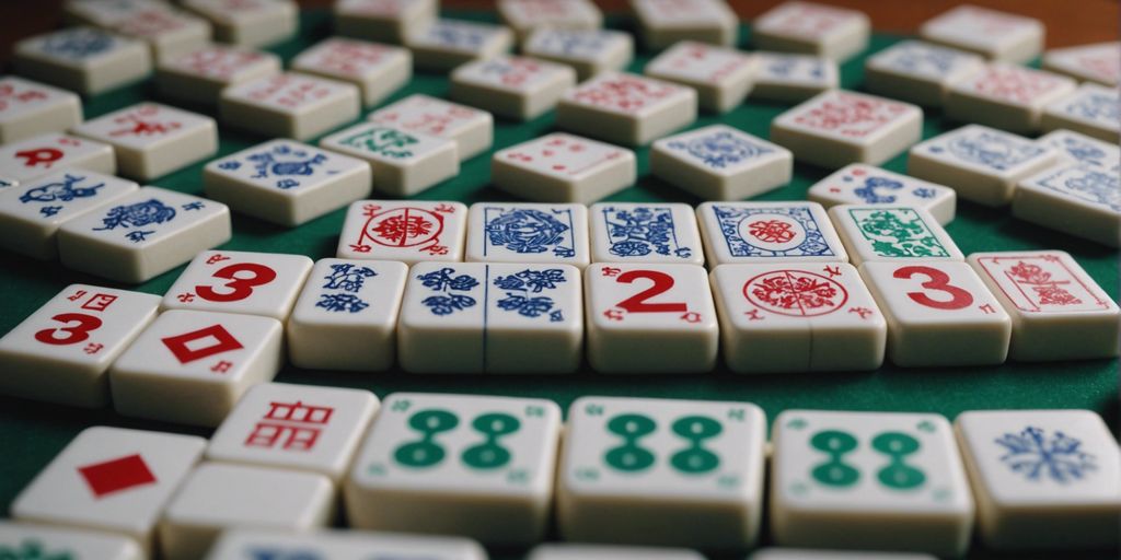 Mahjong number tiles displayed in a strategic arrangement.