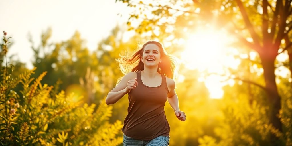 Person exercising outdoors for digestive health.