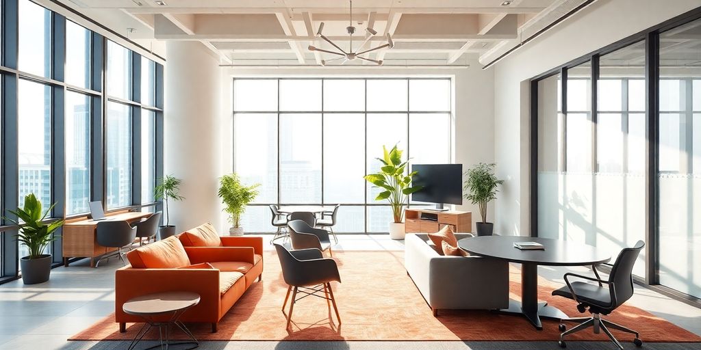 Modern office interior design in Jakarta, Indonesia.