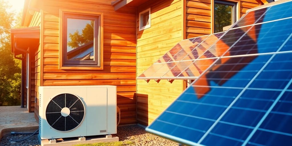 Wärmepumpe und PV-Module auf Hausdach