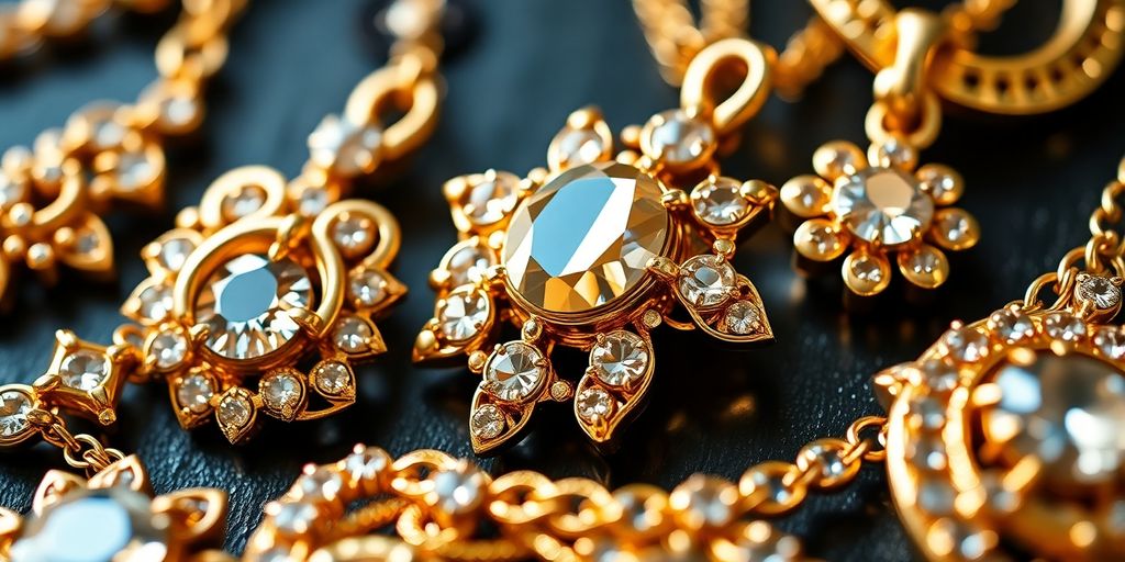 Bijoux en or avec des détails étincelants.
