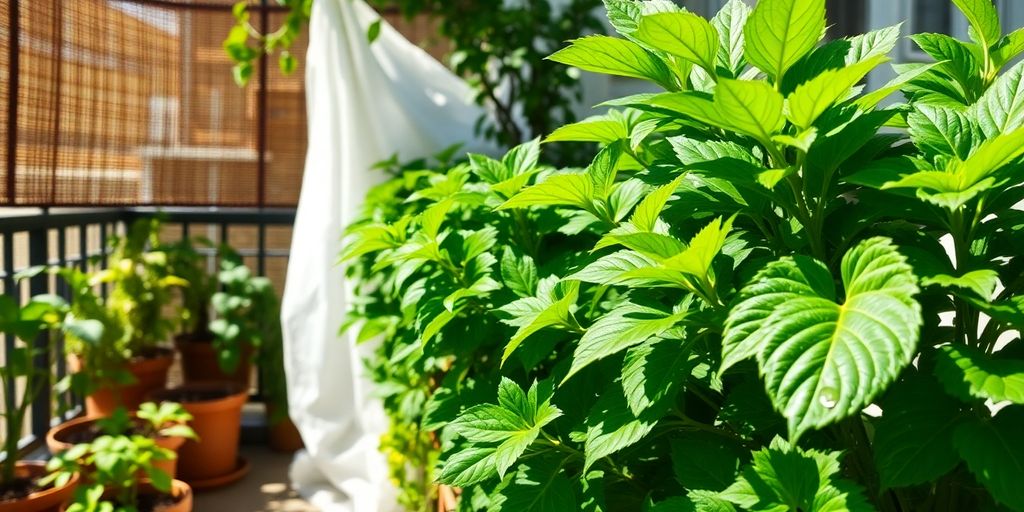 Balkongarten mit Schatten und Bewässerung bei Hitze