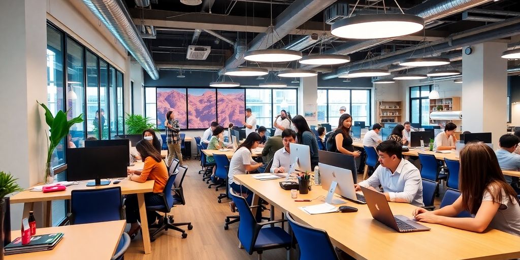 Modern coworking space in Ho Chi Minh City with professionals.