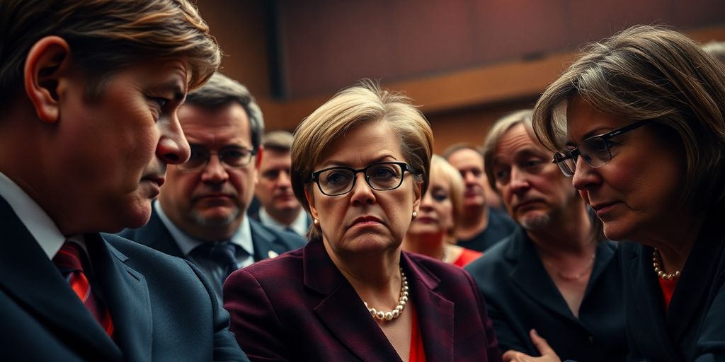 Parlement allemand divisé avec des représentants inquiets.