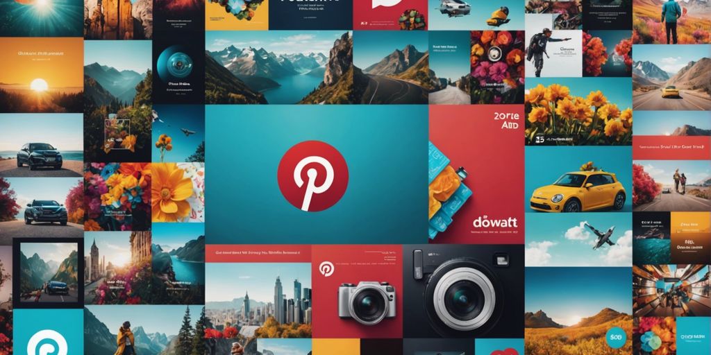 A collage of creative Pinterest ads showcasing colorful and engaging designs to attract users.