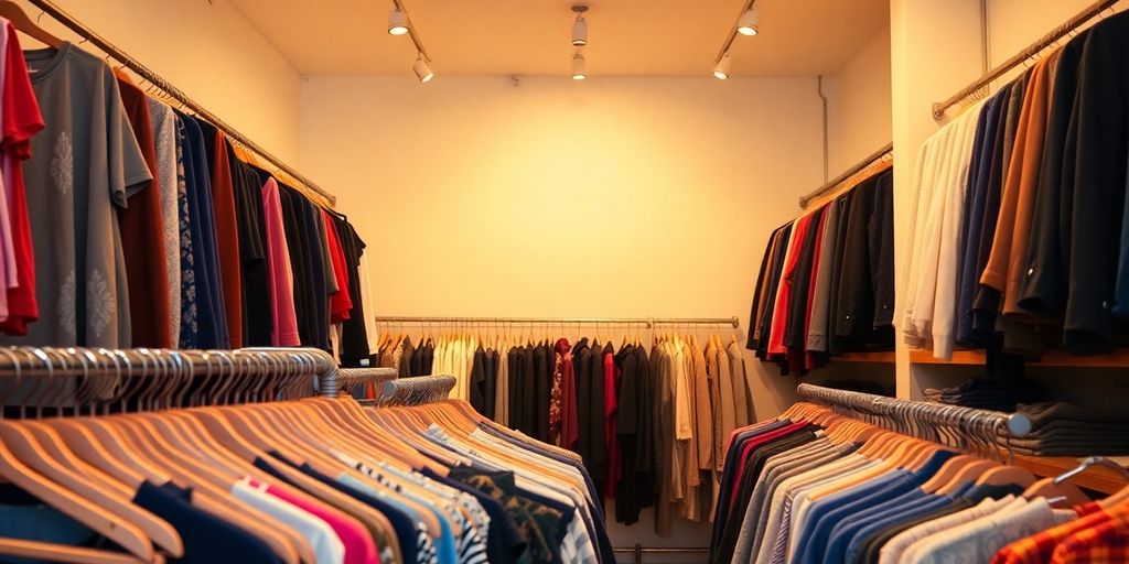 Retail space with clothing racks