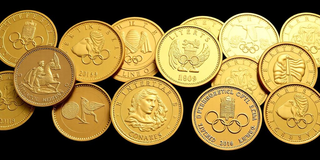 Collection de pièces d'or des Jeux Olympiques.