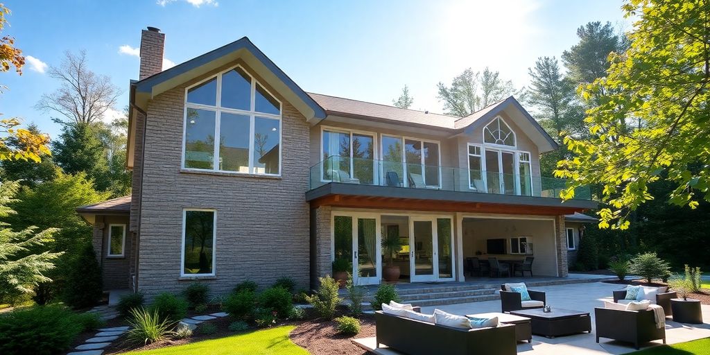 Modern custom home, natural light, spacious interiors