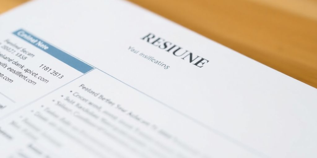 Professional resume with contact details.