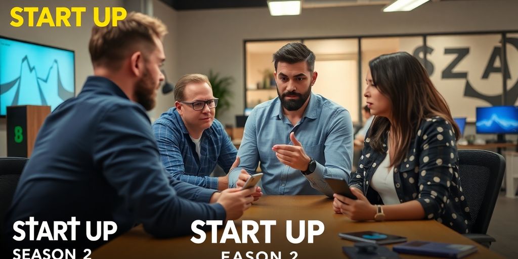 Main characters in a high-stakes discussion in Start Up.