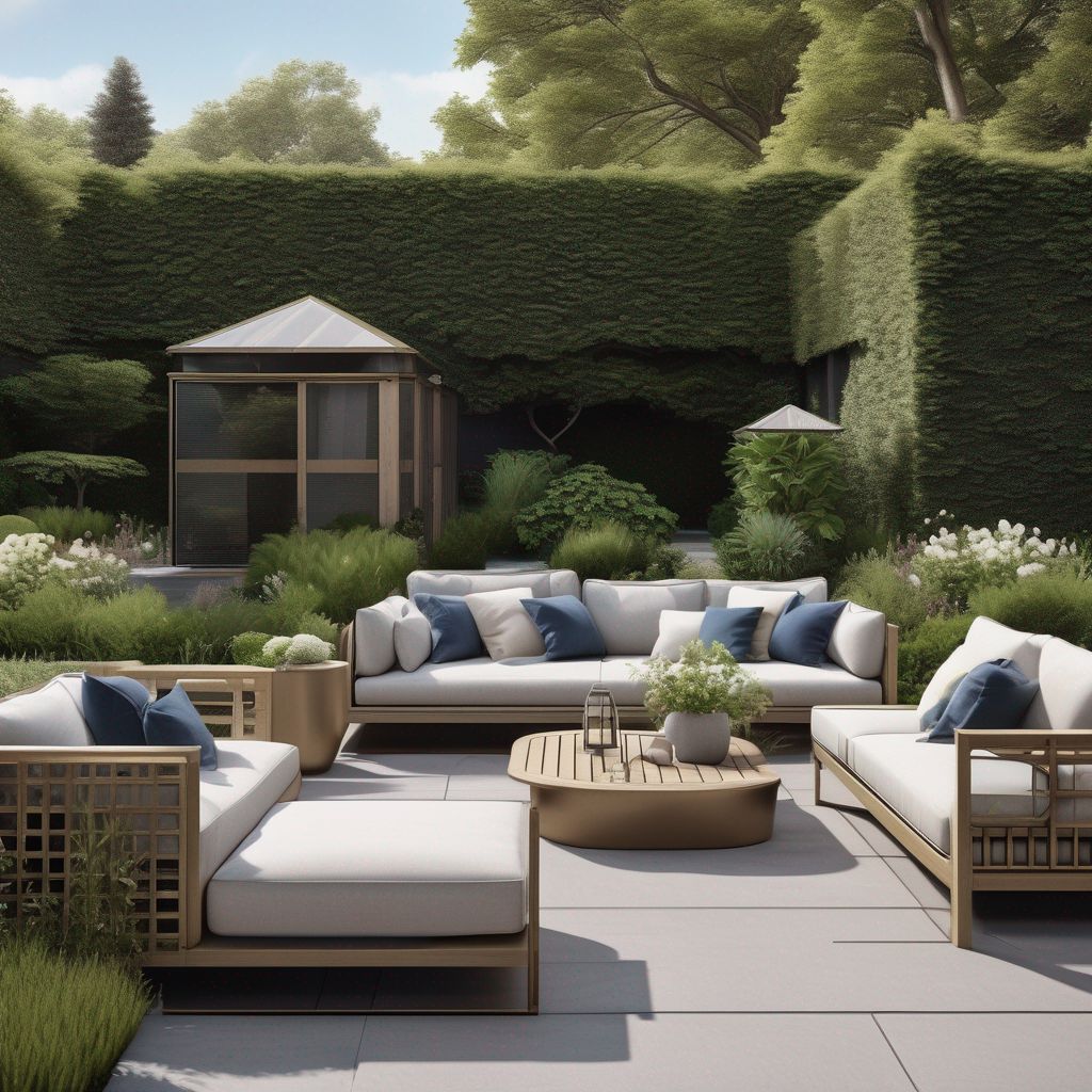 elegant outdoor furniture in a beautifully landscaped garden