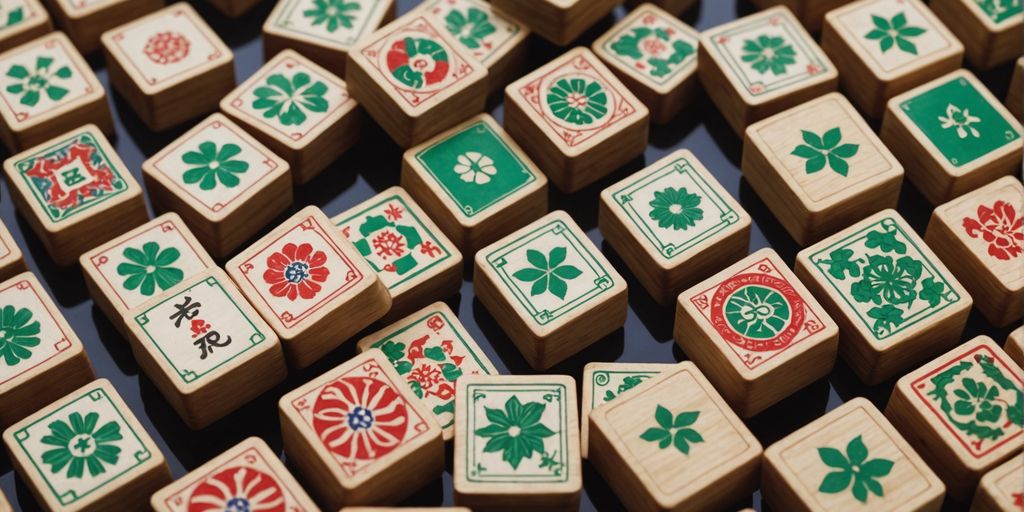 Various Mahjong tiles made from different materials