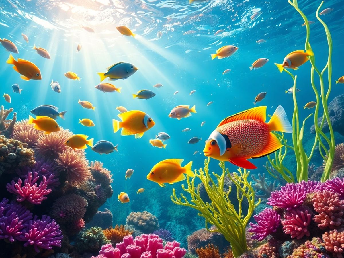 Scene acvatică cu pești colorați și corali