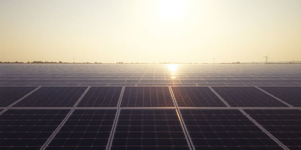 Panneaux solaires sous un ciel bleu en France.