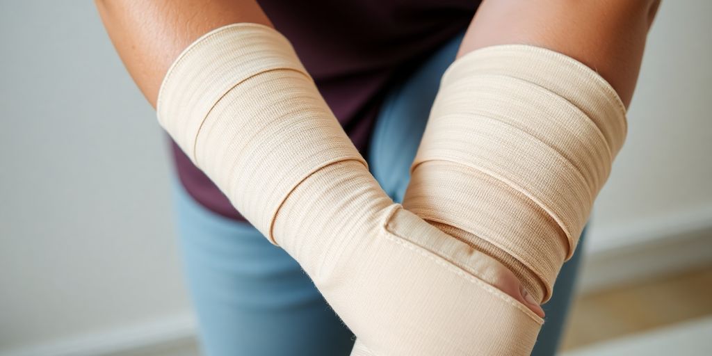 Compression wraps on arm and leg