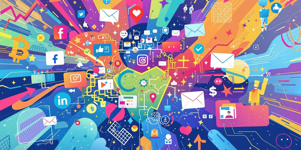 Imagem colorida de marketing digital e sucesso.