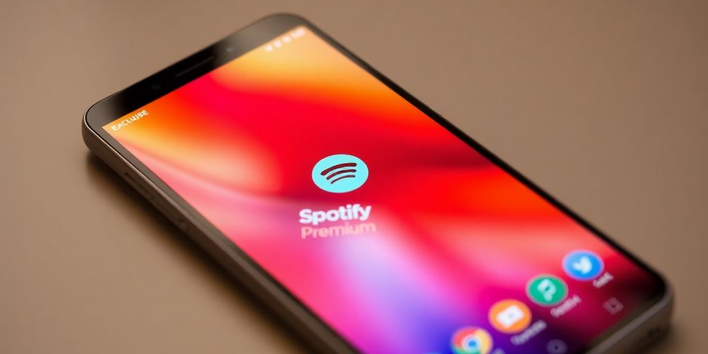 OnePlus phone with Spotify Premium icon.