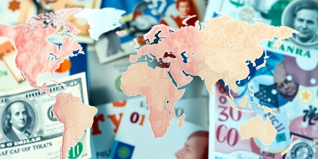 A collection of diverse global currency notes.