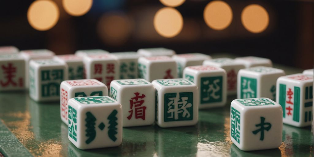 Different traditional materials for Mahjong tiles on display.
