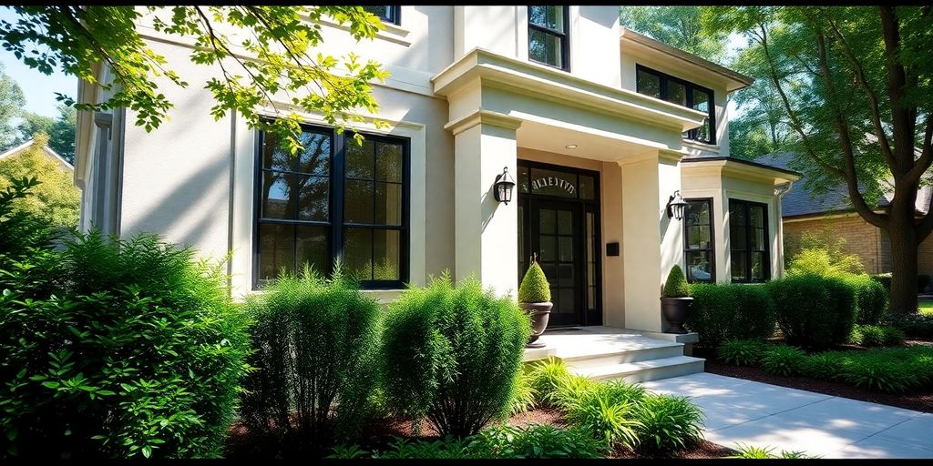 Remodeled Buckhead home exterior with lush landscaping.