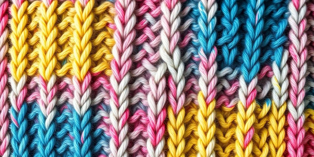 Colorful yarn pooling on knitted fabric