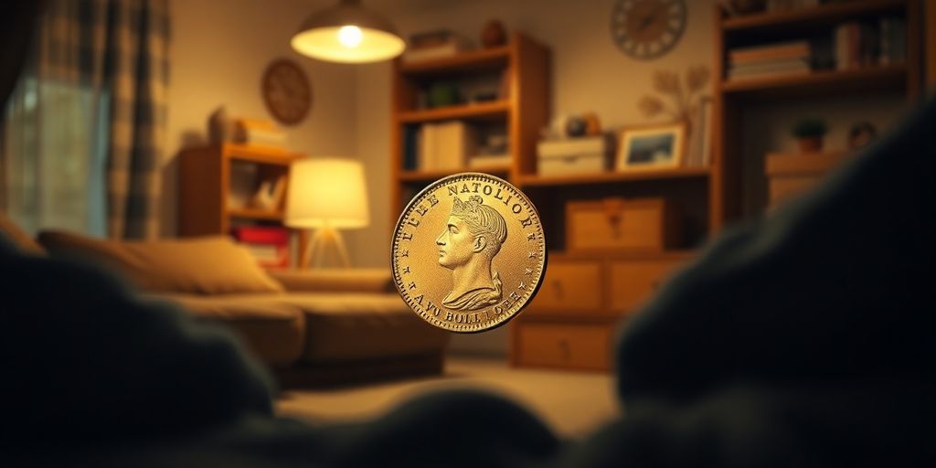 Pièce de Napoléon en or bien conservée à domicile.