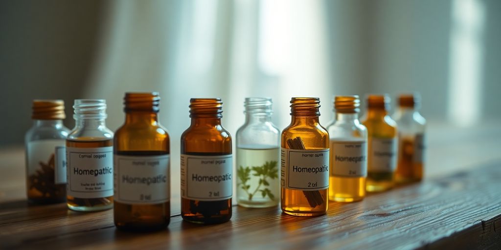 Homeopathic remedies with herbs and water.