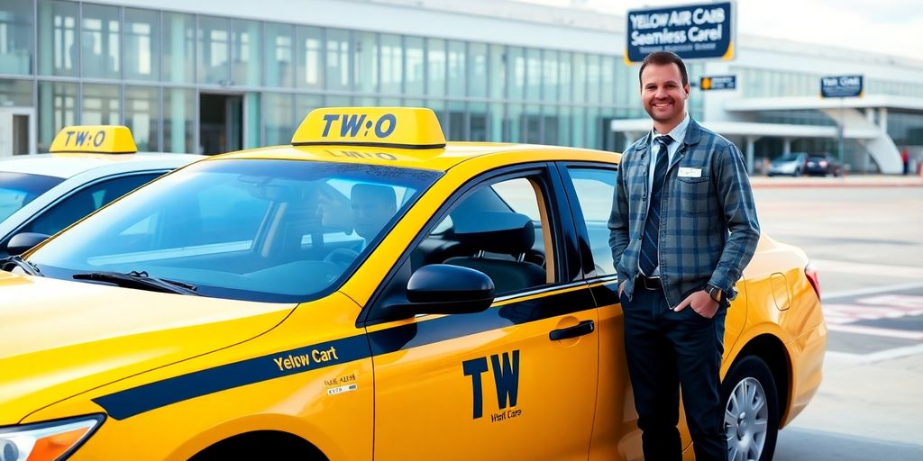 Yellow Cab at DFW Airport with a professional driver.