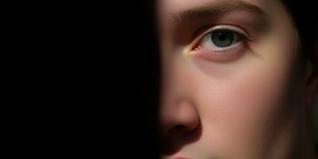 Masque noir cachant un visage clair