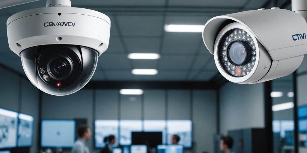 Analogue and IP CCTV cameras side by side.