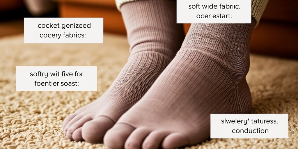 Close-up of soft, extra wide socks for swollen feet.