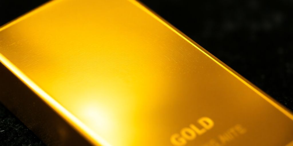 Lingot d'or brillant sur fond sombre.