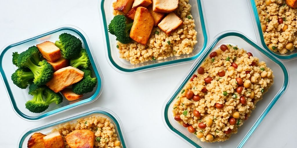 Nutritious meal prep containers with fresh food