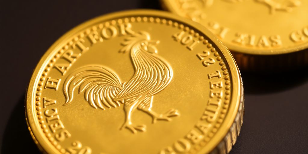 Une pièce d'or 20 Francs Marianne Coq, détails brillants.