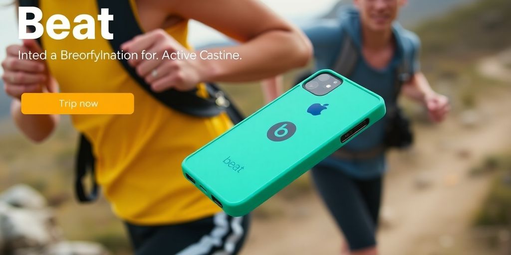 Person running with a blue iPhone case attached.