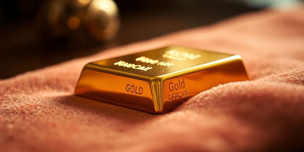Barre d'or sur un tissu en velours.