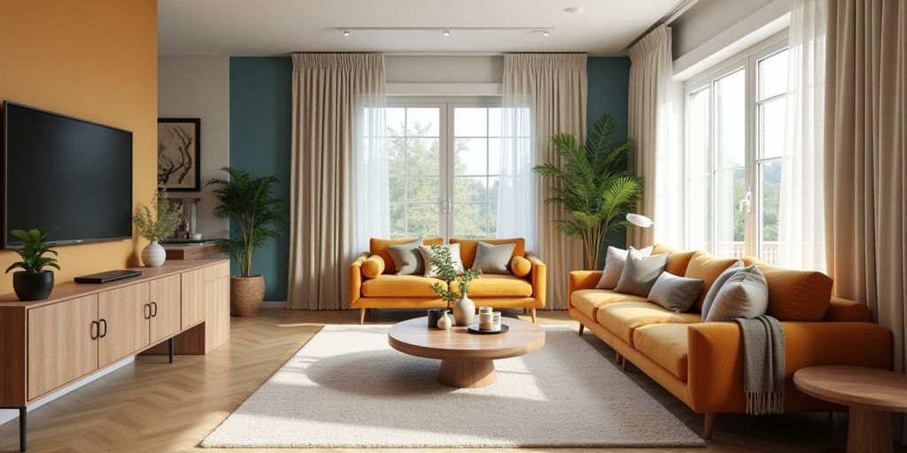 Modern living space with stylish materials and finishes.